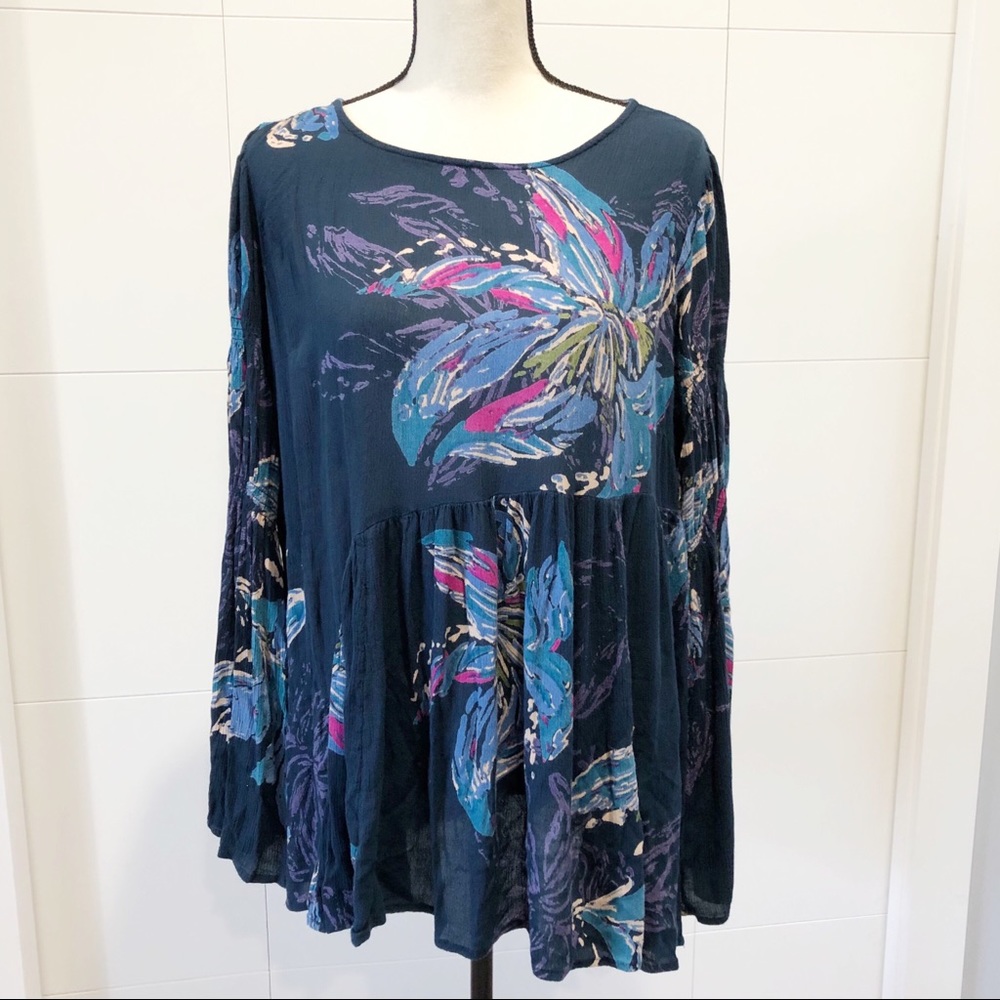Free People bell sleeve floral top